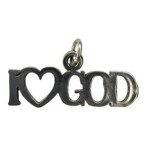 Vintage 925 Sterling Silver “I Love God” Pendant Charm